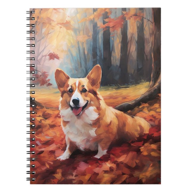 Carnet Corgi dans les feuilles d'automne automne automne  (Devant)