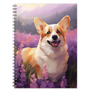 Carnet Corgi gallois dans le champ Lavender