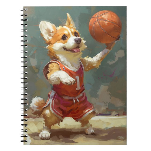 Carnet Corgi Jouer Au Basket (Devant)