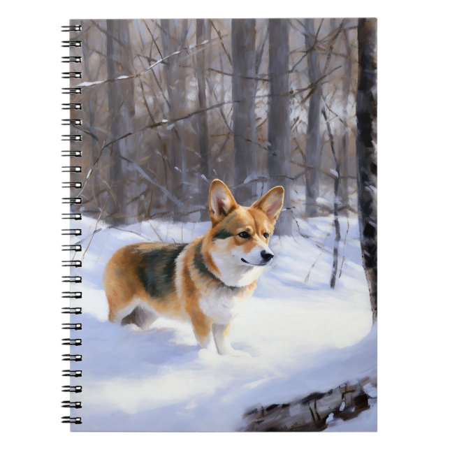 Carnet Corgi laisse neiger Noël (Devant)
