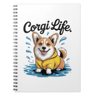 Carnet Corgi Life – Cute Dog in Raincoat Vintage