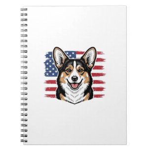 Carnet Corgi patriotique drapeau américain dessin vectori