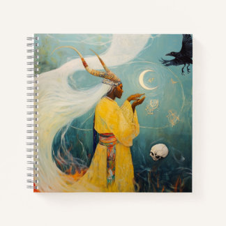 Carnet Corne Prêtre Lune Occulte Dark Witchk Art AI Art