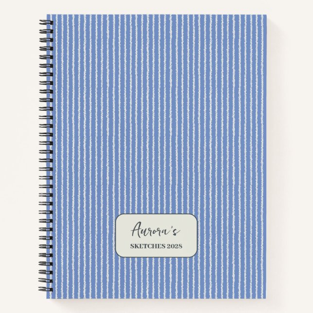 Carnet Cornflower Blue Stripes Motif Personnalisé (Devant)