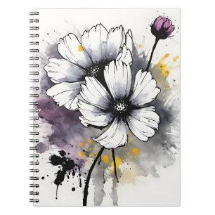Carnet Cosmos - Fleurs aquarelles
