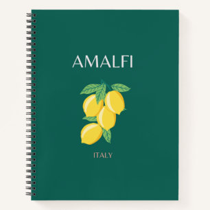 Carnet Côte d'Amalfi, Italie, Art Voyage, Rétro, Vert