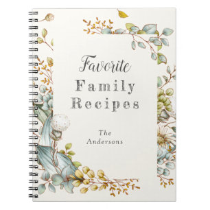 Carnet Cottagecore Dusty Blue Floral Family Recettes Livr