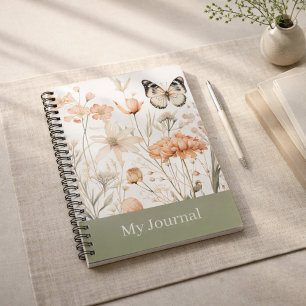 Carnet Cottagecore Floral et Papillon Personnalisés