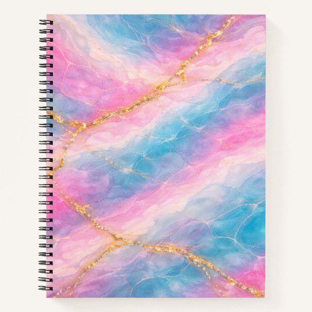 Carnet Cotton Candy Marble Texture with Gold Veining (Devant)