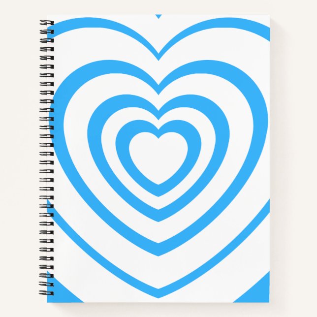 Carnet Couché bleu et blanc Coeur esthétique (Devant)