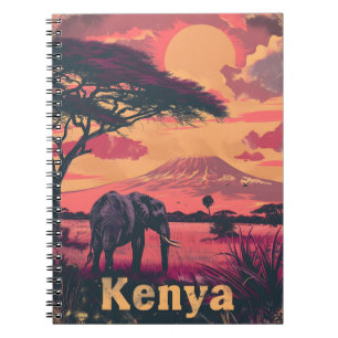 Carnet Coucher de soleil des éléphants du Kenya