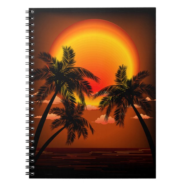 Carnet Coucher de soleil et palmiers (Devant)