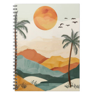 Carnet Coucher de soleil rétro tropical montagne Orange D