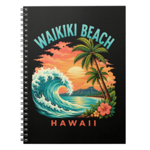 Carnet Coucher de soleil tropical à Waikiki Beach Hawaï