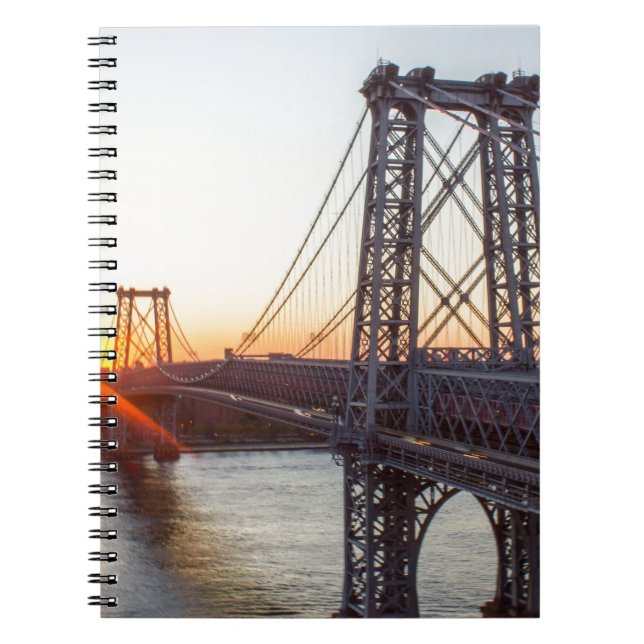 Carnet Coucher du soleil Brooklyn NYC de pont de (Devant)