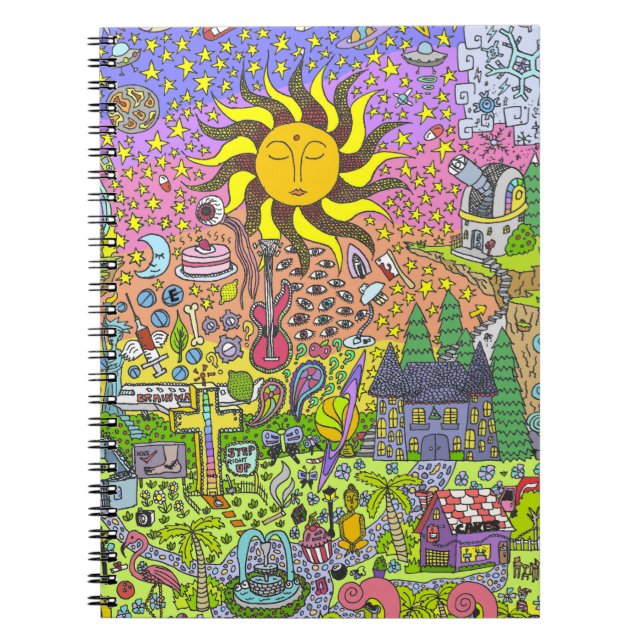 CARNET COUCHER DU SOLEIL PSYCHÉDÉLIQUE (Devant)