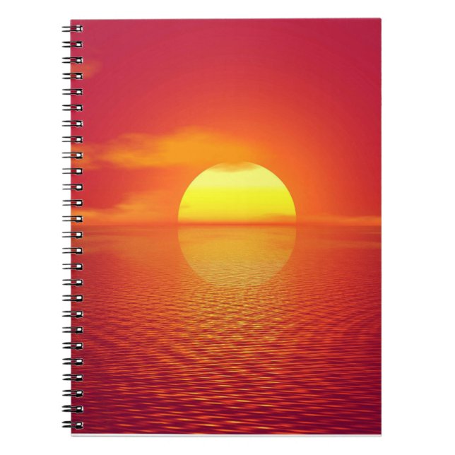 Carnet Coucher le soleil sur la mer d'Orange Calme océan  (Devant)