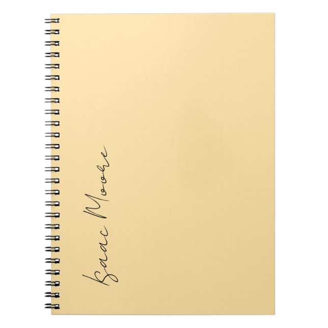 Carnet Couleur Beige Élégant Simple Nom de Calligraphie S (Devant)