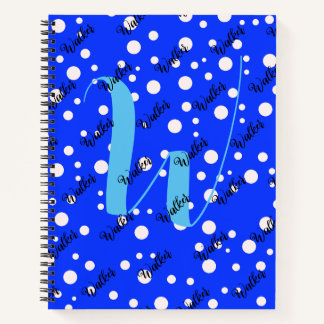 Carnet Couleur bleu esthétique - Nom initial Monogramme