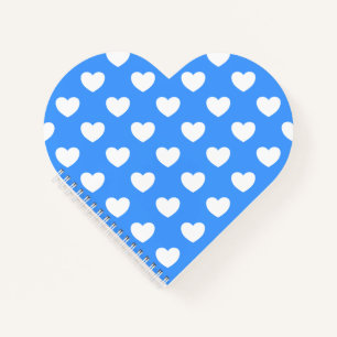 Carnet Couleur Bleue Frappante Et Coeurs Blancs Spiral