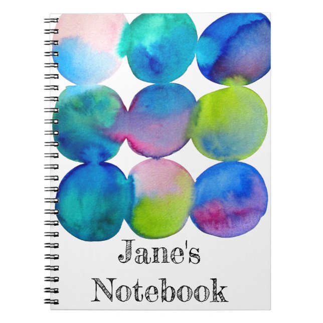 Carnet Couleur cool bleu aquarelle art abstrait (Devant)