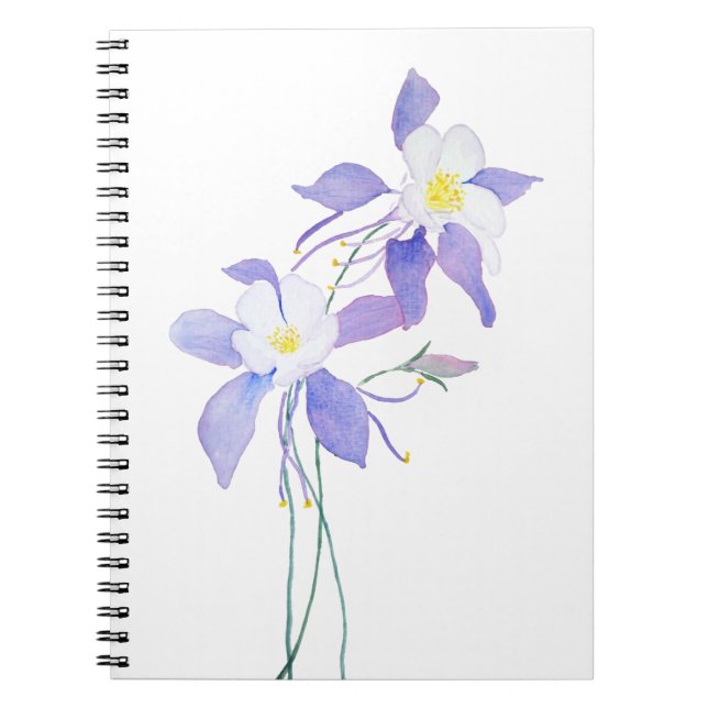 Carnet couleur d'eau de la fleur pourpre sauvage columbin (Devant)