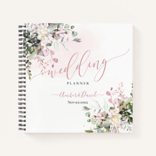 CARNET COULEUR D'EAU DUSSE ROSE BLANC EUCALYPTUS MARIAGE
