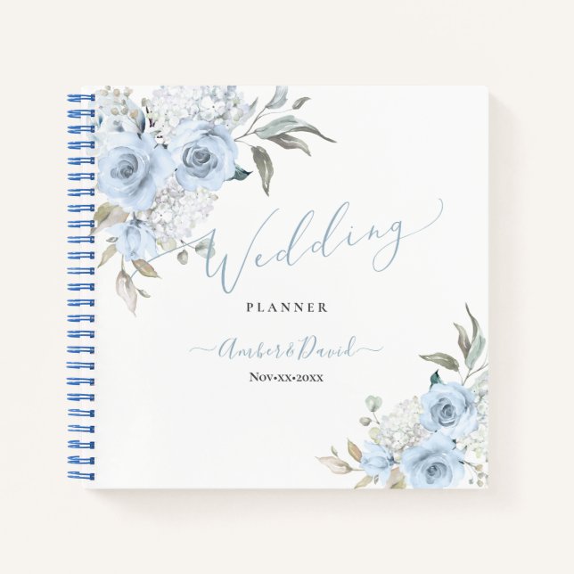 CARNET COULEUR D'EAU DUSTY BLEU ROSE WEDDING PLANNER (Devant)