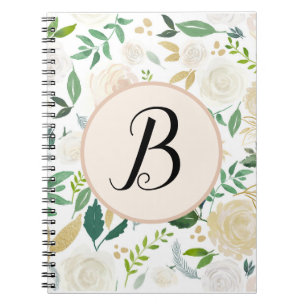 Carnet Couleur d'eau Monogramme vert Ivy Floral