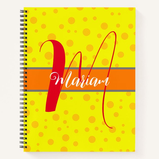 Carnet Couleur jaune citron esthétique - Monogramme avec  (Devant)