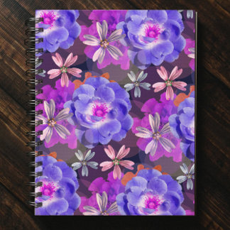 Carnet Couleur mignonne & Fille violet motif floral tenda