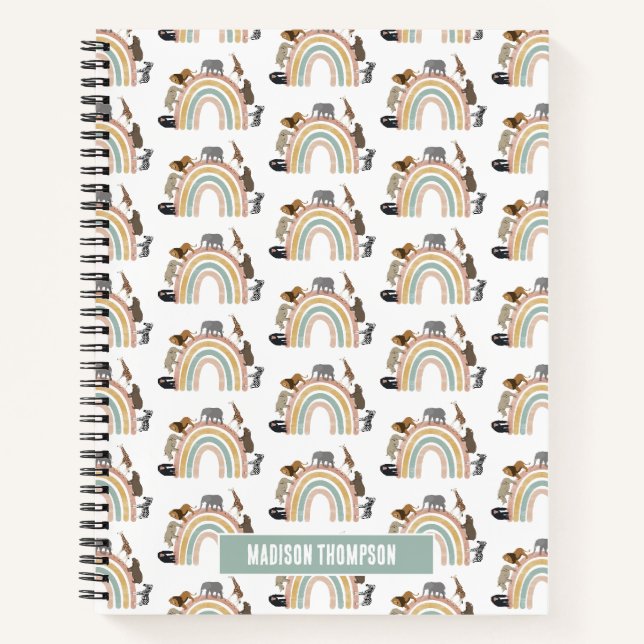 Carnet Couleurs de terre Arc-en-ciel Jungle Animaux Motif (Devant)