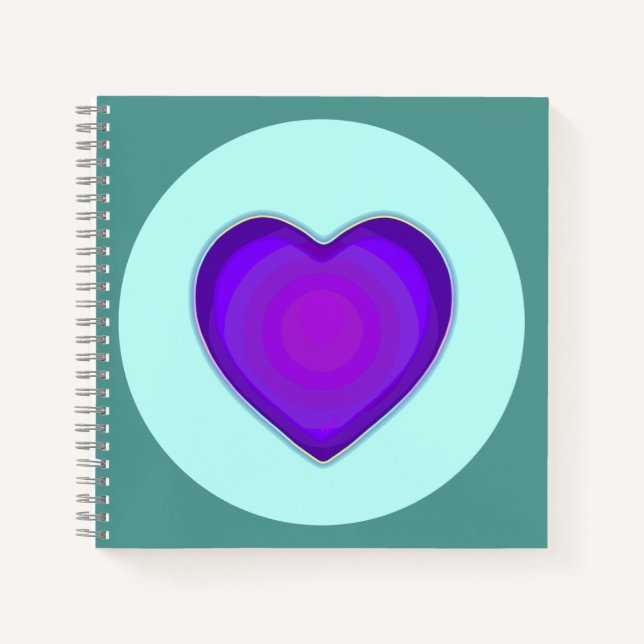 Carnet Couleurs pastel & coeurs violets battre (Devant)