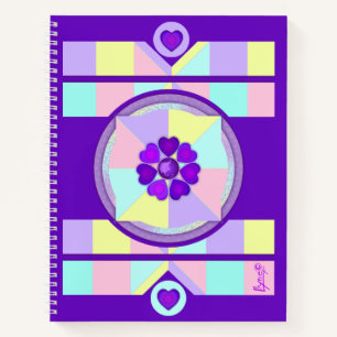 Carnet Couleurs pastel & coeurs violets battre