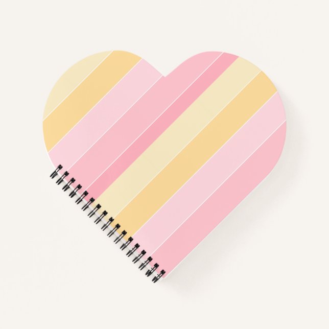 Carnet Couleurs pastel Vanille rose Jaune Blanc rayé (Devant)
