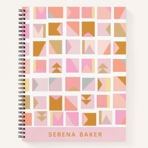 Carnet Couleurs rose or pastel Géométrique Personnalis