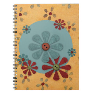 Carnet Country Button Flower Notebook