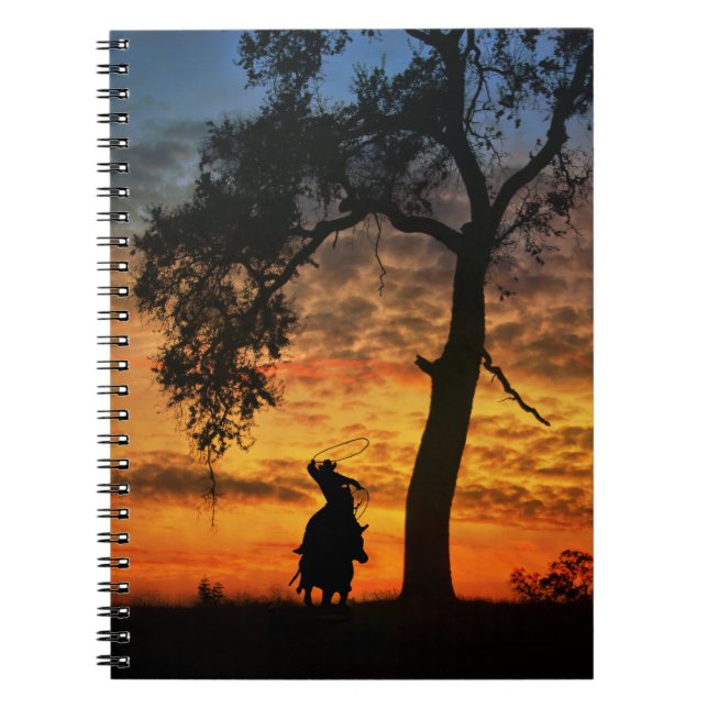 Carnet Country Western Steer Roping Cowboy Sunset (Devant)