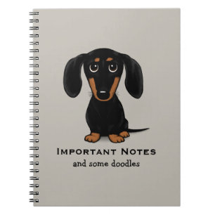 Carnet Coupe noire et Tan Dachshund avec texte personnali