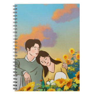 Carnet Couple mignon dans un camp de tournesol