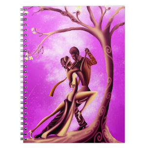 Carnet Couple romantique dansant Tango rose Jaune
