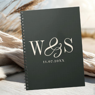 Carnet Couples de mariage à initiale ébène élégante