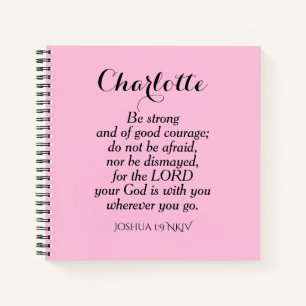 Carnet Courbe rose clair Verse Bible Nom personnalisé Sim