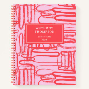 Carnet Courbe rose gribouillis abstrait moderne
