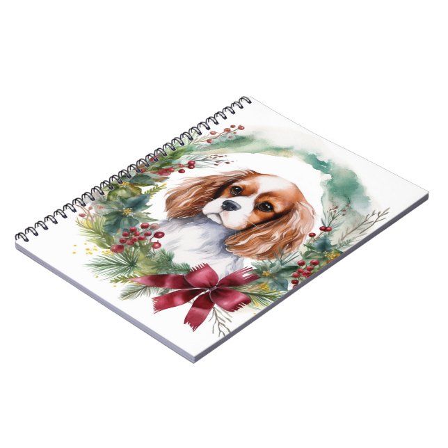 Carnet Couronne de Noël Cavalier King festive Pup  (Côté gauche)