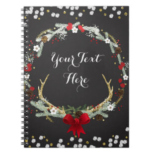 Carnet Couronne de Noël rustique à cornes Fêtes personnal