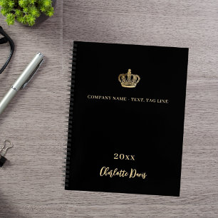 Carnet Couronne d'or noire nom année entreprise