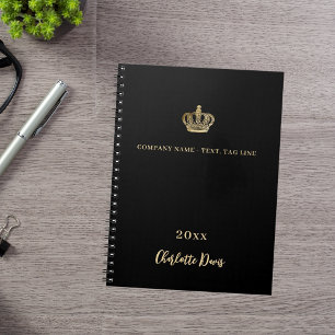 Carnet Couronne d'or noire nom année entreprise