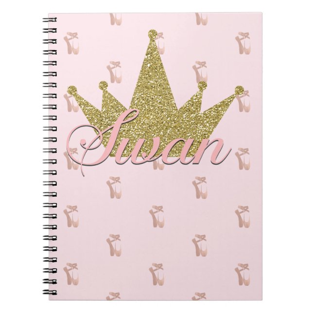 Carnet Couronne pailletée or Princesse des cygnes Glam (Devant)