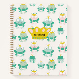 Carnet Couronne rose verte princesse grenouille personnal